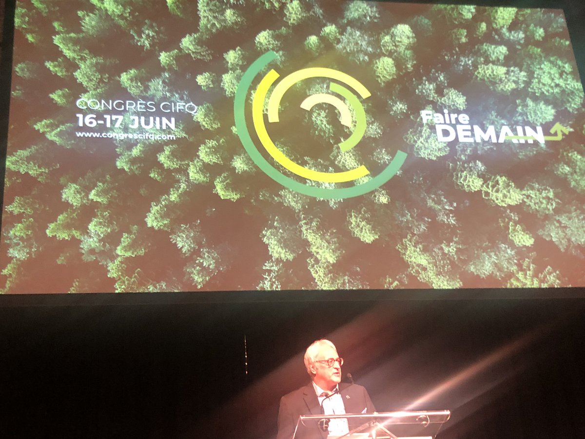 Opening of the congrès de forêt in Quebec by Pierre Dufour, Ministre des Forêts Looking forward to presenting #NewEuropeanBauhaus as a European platform for more beautiful, sustainable and inclusive living environments Wood play an important role! @Ace_Cae @whitearkitekter #wood