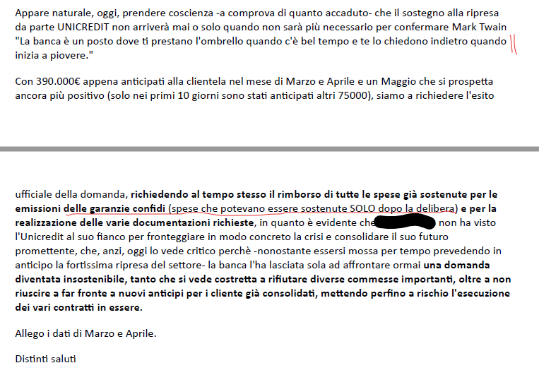 cesareortis's tweet photo. "@UNICREDIT_PR PER L’ITALIA AL FIANCO DELLE IMPRESE ITALIANE" recita la pubblicità,ma nel mondo reale LEGGETE come se ne guardano bene di sostenere le #aziende con tanto di controgaranzia 90% #MCC,ma la #commissionebanche @carlaruocco1 vuole scendere nel mondo reale?RT gradito https://t.co/pNWutRKeWz