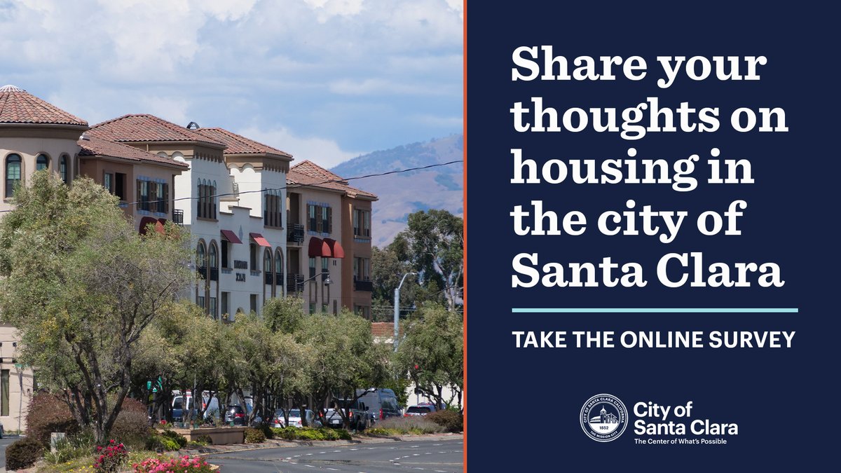 We want to hear from you! Help the City of Santa Clara set its priorities on housing by taking a short online survey: bit.ly/39RPicv

The survey deadline has been extended to July 8th.

For more information, visit: SantaClaraCA.gov/HousingElement…
