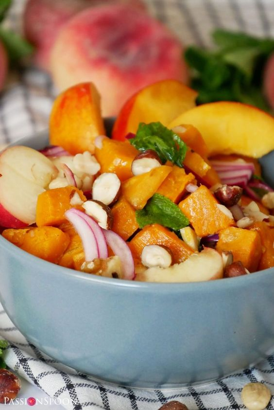 PassionSpoon1's tweet photo. Here is another summer salad to put on your menu. A combination of roasted sweet potato, nectarines, white peaches, mint, pickled onions and crunchy nuts. It can be enjoyed cold or warm.

Recipe: https://t.co/48J9HnDi7I

#healthyfood #summertime #salad #lunchtim https://t.co/hmwU8oBI6d