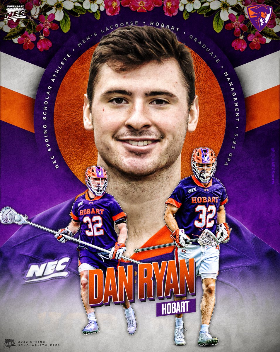 2️⃣0️⃣2️⃣2️⃣ <a href="/necmlax/">NEC Men's Lacrosse</a> Scholar-Athlete of the Year⤵️

➡️Dan Ryan, <a href="/HobartLacrosse/">Hobart Lacrosse</a>
 
🗒Ranking 10th in Hobart history in caused TOs, the 1st team #NECelite long-stick middie earned a 3.69 GPA as an an Economics major. He holds a 3.93 GPA in his grad studies.

#NECSAOTY #STUDENTathlete
