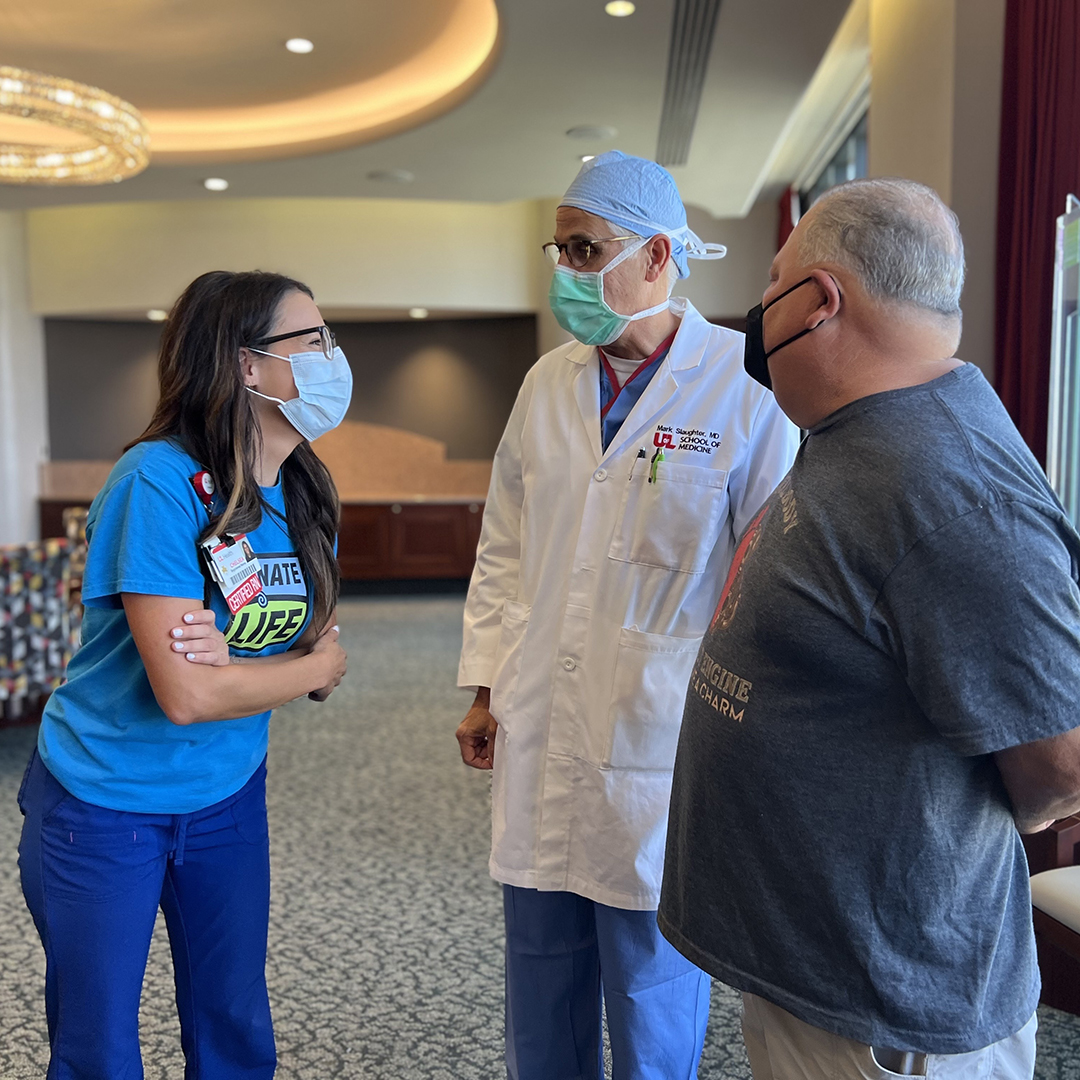 UofLHealth's tweet photo. ❤️ Michael Munday recently reunited with the team at Jewish Hospital that gave him a second chance at life. Michael was the first person in Kentucky to receive a heart and liver transplant at the same time! The procedure took a team of five surgeons about 12 hours to perform. https://t.co/Yg6fldoykc