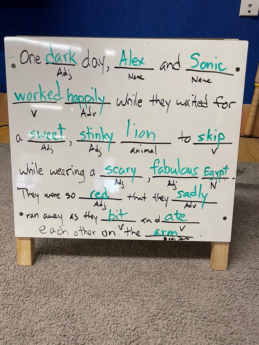 CaedmonKinder's tweet photo. Mad Libs during Language Groups, focusing on nouns, verbs, adverbs and adjectives #MotivationalMonday #CaedmonStory #CaedmonKindergarten #CaedmonMontessori https://t.co/x0YOWyL0bZ
