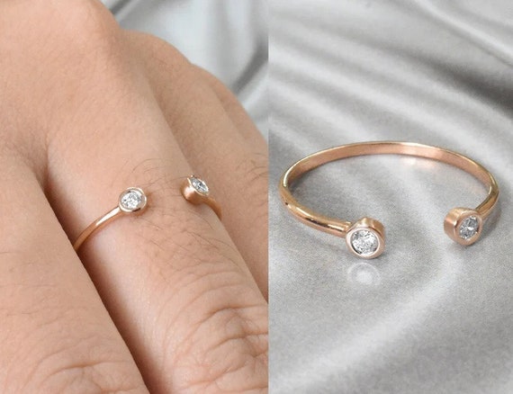 oshijewels's tweet image. Bezel Set Two Diamond Open Ring in 10k 14k 18k etsy.me/3MRUMSx #14k18kgold #bezelsetring #stackablering #daintyring #dualdiamondring @etsymktgtool