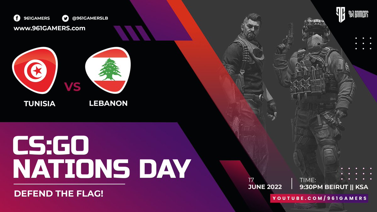 961gamerslb's tweet photo. We Are back!
The @CSGO 2022 summer season is starting!
Ladies &amp; gents, @961gamerslb is proud to be getting the #NationsDay back to action.

Tomorrow #Friday17 Starting 9h30PM #Beirut time, its #Tunisia vs #Lebanon live on
https://t.co/PrWHH8lFrj

#WeAreEsports #MENA #GCC https://t.co/X8kFQu3iyA
