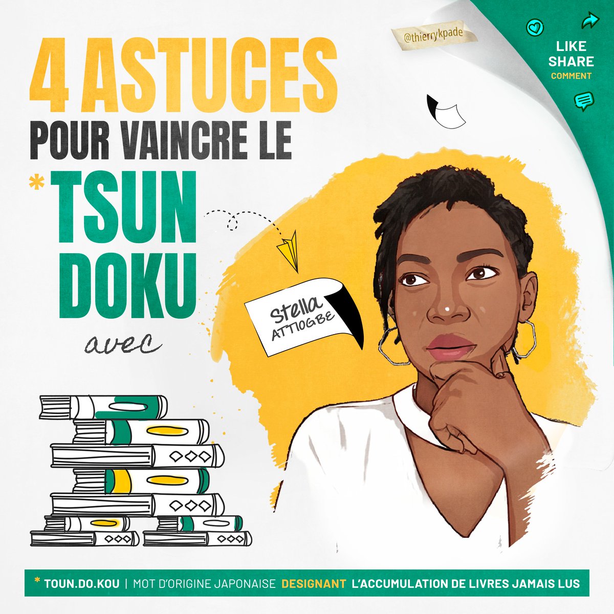 thierry_kodjo's tweet photo. Une pile de livres jamais ouverts prend la poussière sur ta table ou tes étagères ? Pourtant, tu en achètes encore et encore ? Tu es peut-être atteint.e de TSUNDOKU, mais pas de panique : voici 4 astuces de @StellaAttiogbe pour t'aider.
#TgTwittos #Tsundoku #Creapolis https://t.co/zwI4lL0oKv
