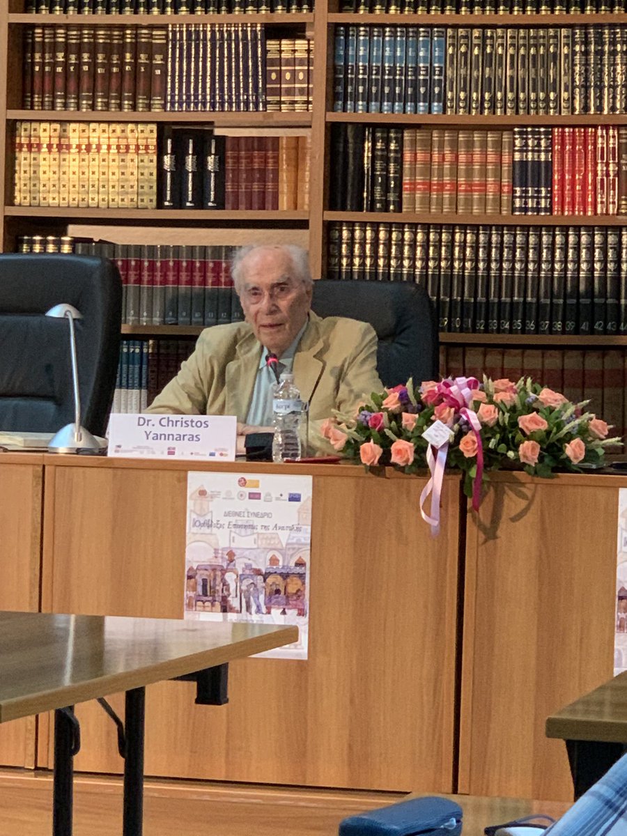GDemacopoulos's tweet photo. The incomparable Christos Yannaras offering keynote address at the Volos “Orthodox Constructions of the East” conference. https://t.co/H95xbyEQPR