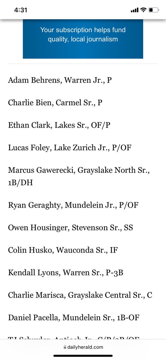 Congrats to our very own @CharlieBien8 on his all area Lake County selection!