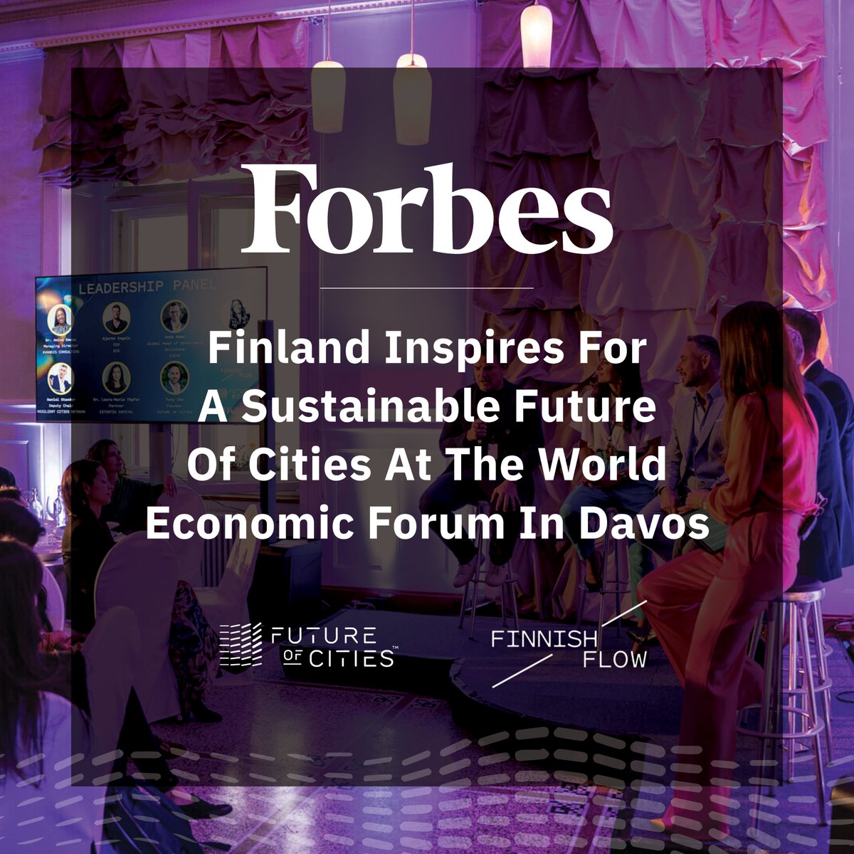 FOCities's tweet image. ICYMI: our Future of Cities in Davos event with #FinnishFlow was recently featured in @Forbes! Read the article by @her_etiquette here: bit.ly/3mTKYgk