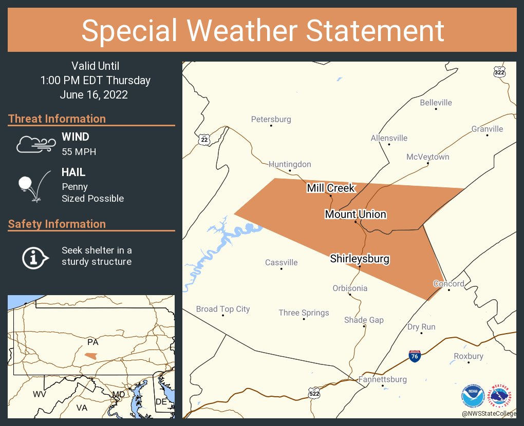 NWS State College on Twitter "A special weather statement has been