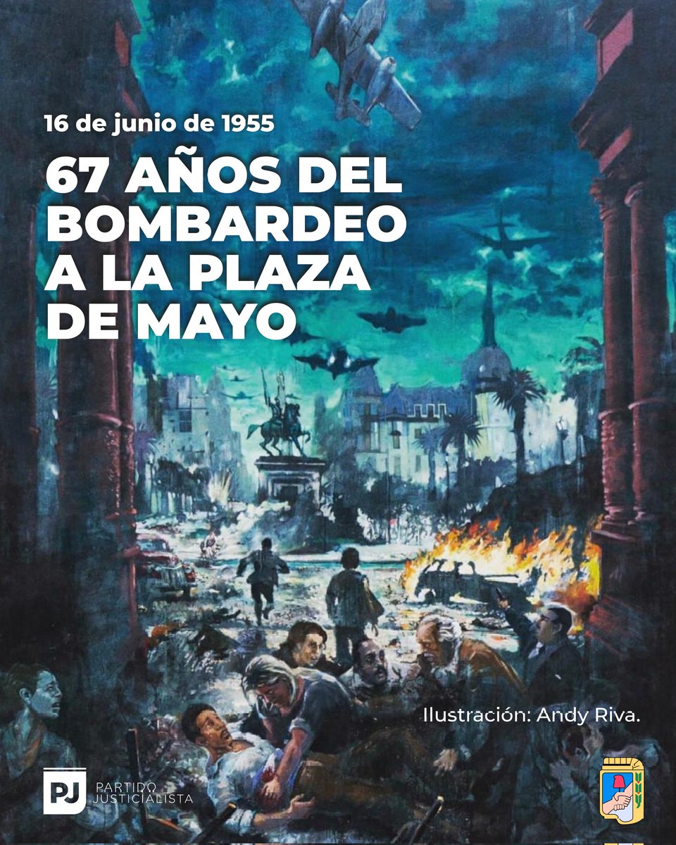 🗓️Hoy recordamos una de las fechas más dolorosas de nuestra historia: el bombardeo a la Plaza de Mayo, que tuvo como objetivo asesinar a Perón.

Nuestro homenaje eterno a las víctimas de ese cobarde y despreciable ataque a nuestro pueblo.

#APesarDeLasBombas
#NoNosHanVencido✌️