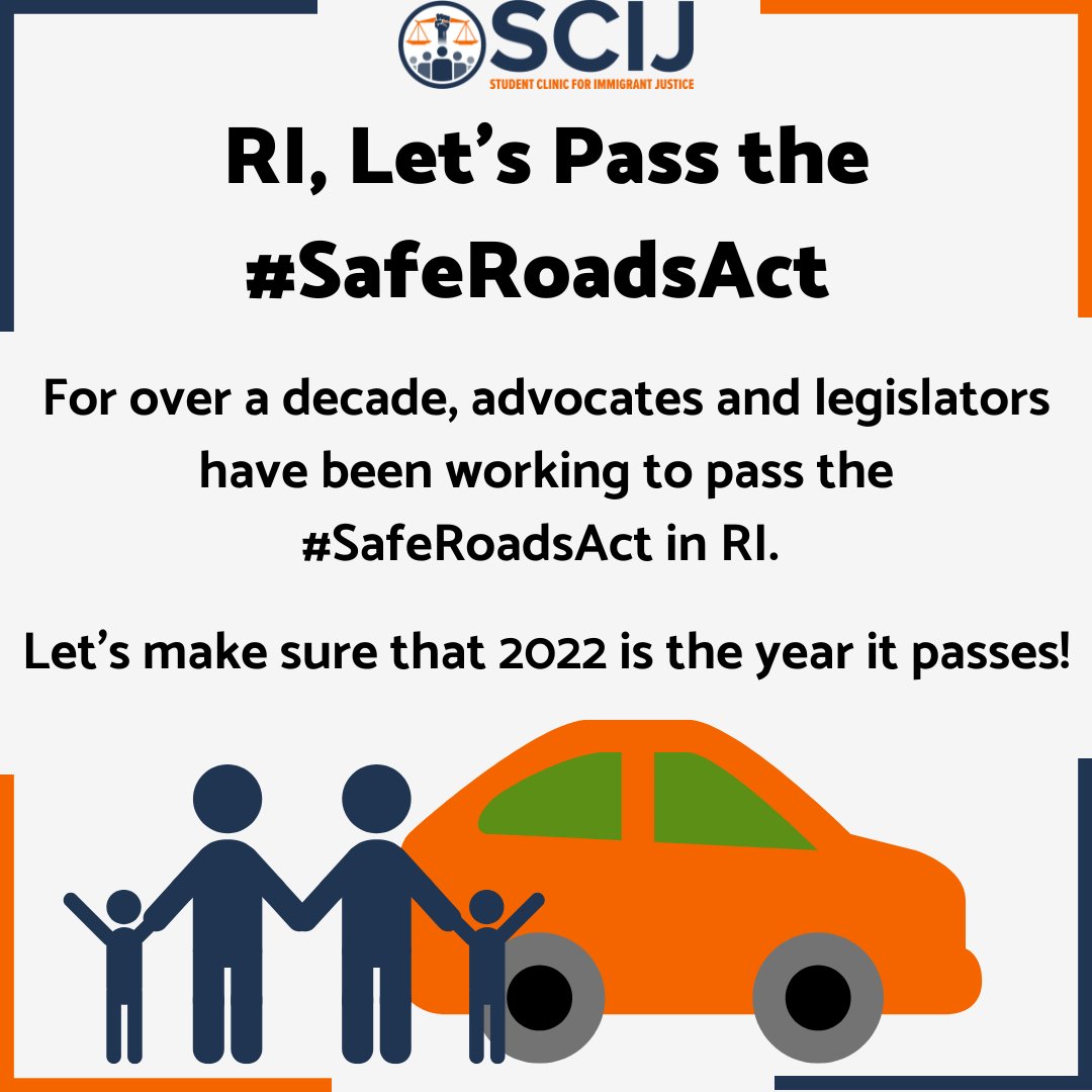 It's time for RI to pass the #SafeRoadsAct! Here is why:
 17 other states, DC + Puerto Rico - including our neighbors MA &amp; CT - have already done it
 The majority of RI voters support this bill! 
 Insurance costs will be reduced! (RI has the 6th highest car insurance in US)