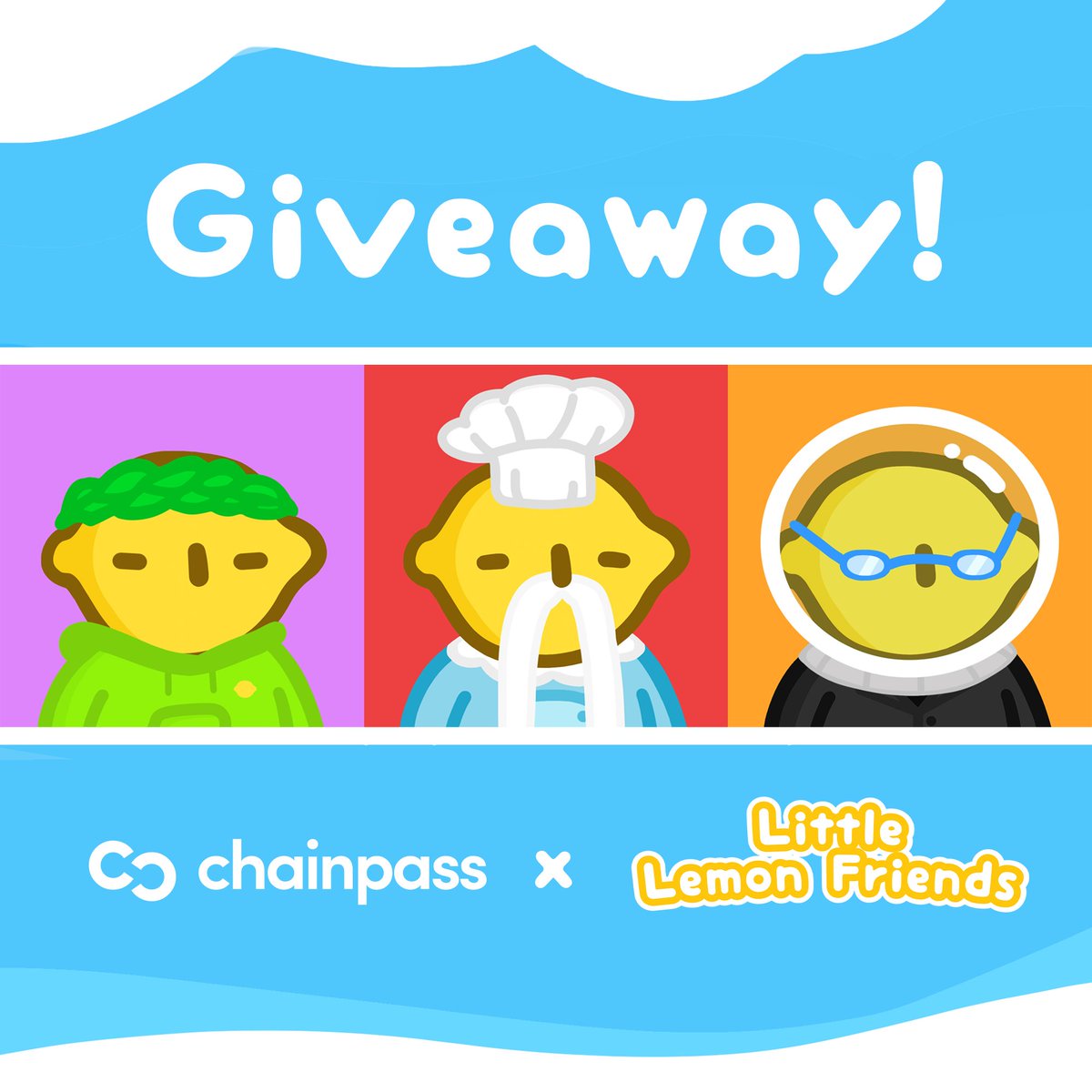 Lemons x <a href="/chainpass/">ChainPass</a> Giveaway!🍋🔗

Thanks to the amazing team at Chainpass, our lemon NFT NYC RSVP went super smoothly. To celebrate, Chainpass is giving away 3 Little Lemon Friends!🥳

To enter:
🍋Follow both <a href="/chainpass/">ChainPass</a>  &amp; <a href="/LittlelemonsNFT/">Little Lemon Friends</a> 
🍋Retweet

🎉Winners chosen in 24hrs