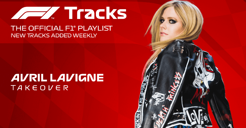 F1's tweet photo. The Queen of pop-punk herself, @AvrilLavigne, takes the wheel for F1 Tracks for the #CanadianGP weekend! 👑

Listen in to the soundtrack now on @Spotify 🎧

#F1Tracks #F1