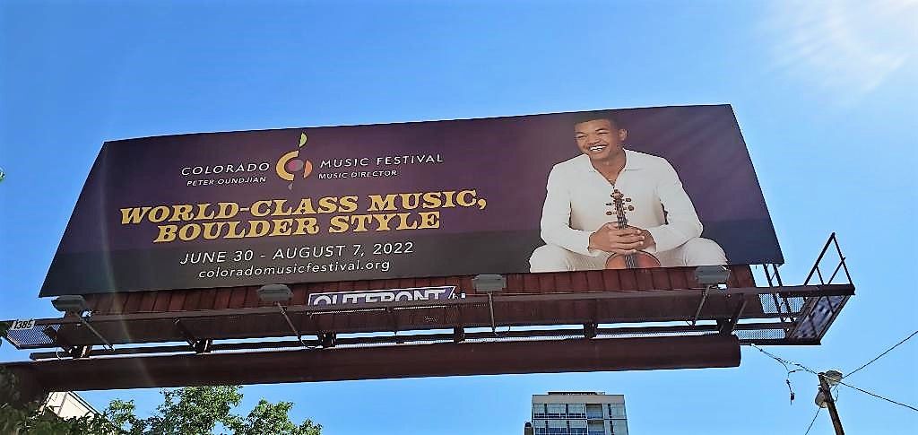 You know the Festival must be close when the billboards start appearing! Let us know if you spot our stunning 2022 billboards, featuring violinist @RandallGoosby, and join us June 30-Aug 7 for the Festival.