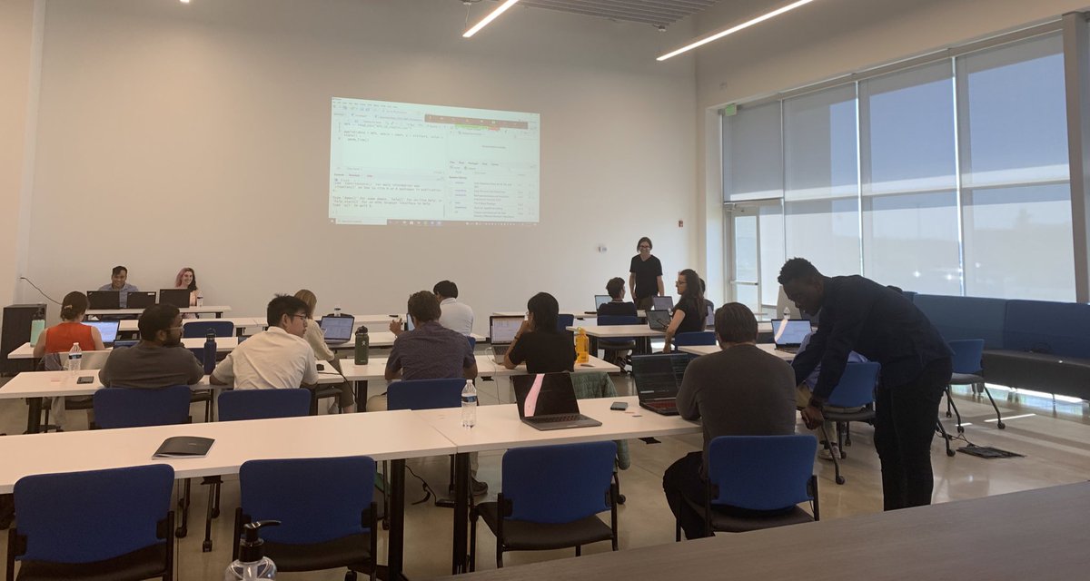 Today at #SBTRC <a href="/enfocus/">enfocus</a> <a href="/SouthBendChmbr/">South Bend Chamber</a> and <a href="/NotreDame/">University of Notre Dame</a> LIFT interns are learning R, eating pizza, and digging into some cool datasets with <a href="/MatthewLSisk/">Matthew Sisk</a> and the Lucy Institute 🍀🍕💻