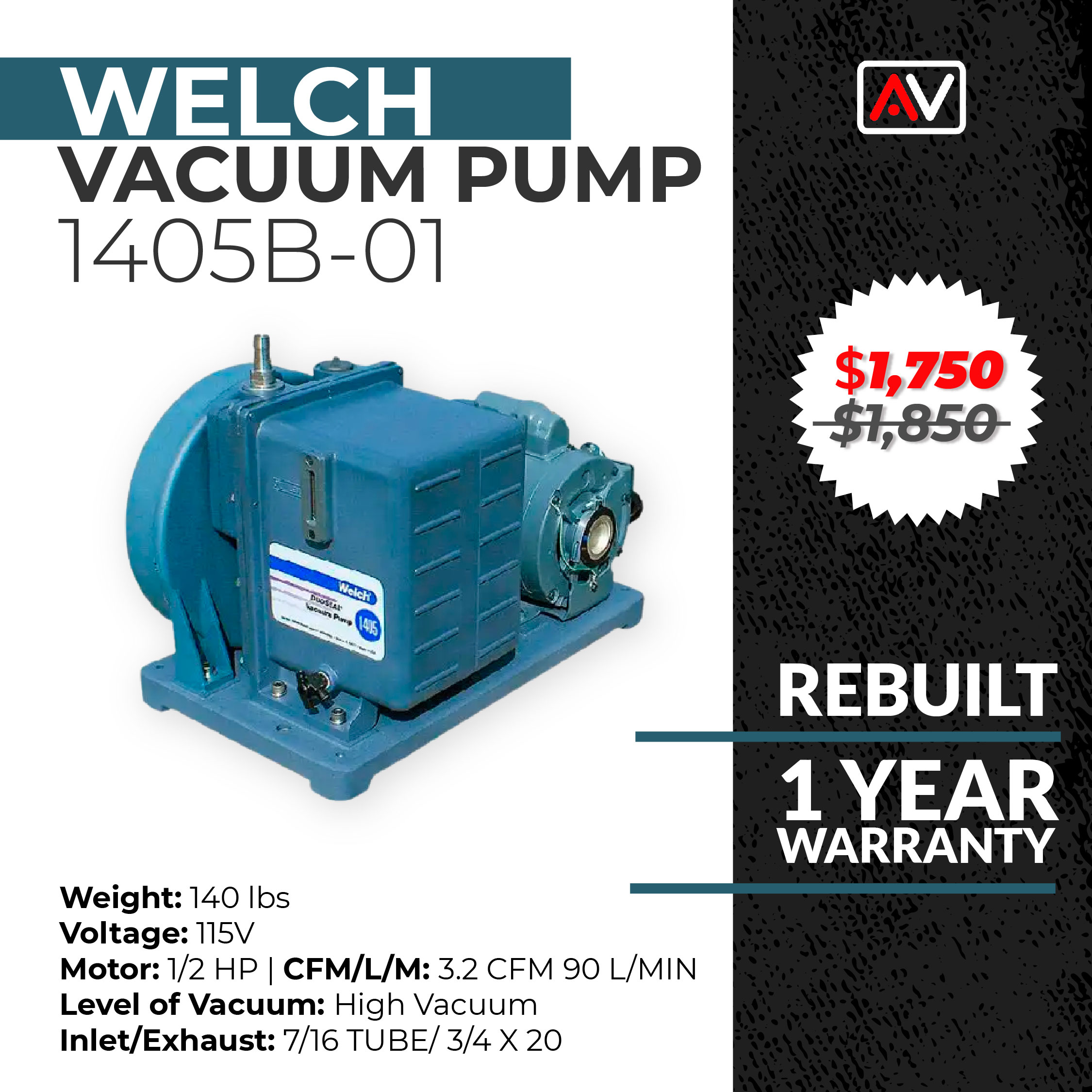 Vacuum Pump 20 L/min 115 V