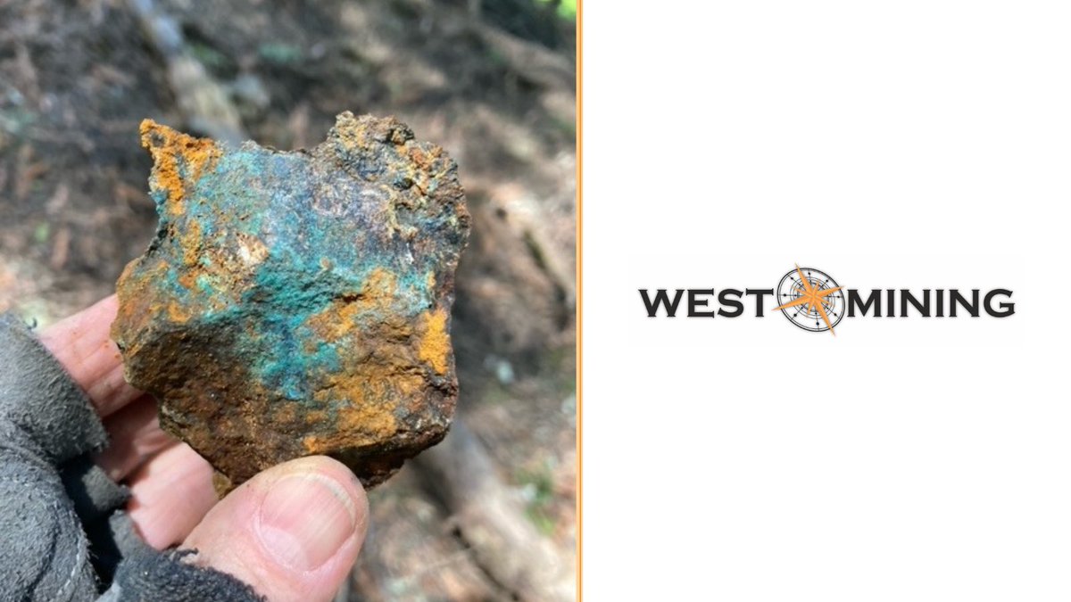 WestMiningCorp's tweet photo. Malachite staining appearing in the Princess Zone of our 100% owned Athabasca Property. 

For more project details: https://t.co/wSAWOJe58V

$WEST $WESMF $1HL
#Gold #Mining #Drilling #Malachite https://t.co/s1TTY5ALYk