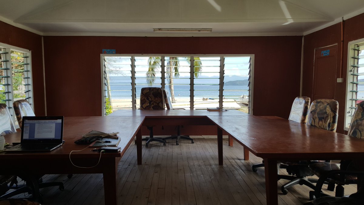 the_psammite's tweet photo. Here is a pic of the Kioa Island Council room in Salia village. Imagine just working and then staring out to the ocean with Taveuni rising from the horizon with her peaks covered with clouds.✨Bliss✨ https://t.co/c12QbWtf1O
