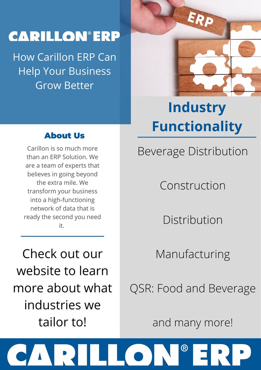 CarillonERP's tweet photo. Carillon ERP has software installations in many different industries. We have been building functionality and creating a CRM solution for a variety of businesses for over 25 year!
Check us out at https://t.co/9LGCzy6GfZ https://t.co/mKYrh09oPV