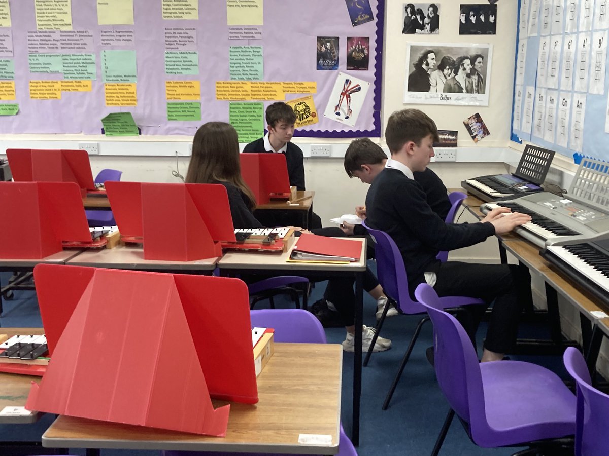 Great to see S3 Music being engaged in their group songwriting task this afternoon - lyric writing and chord experimentation #creative #composition ⁦<a href="/oldmachar/">Oldmachar Academy</a>⁩ ⁦<a href="/oldmacharExpArt/">Oldmachar Expressive Arts Faculty</a>⁩