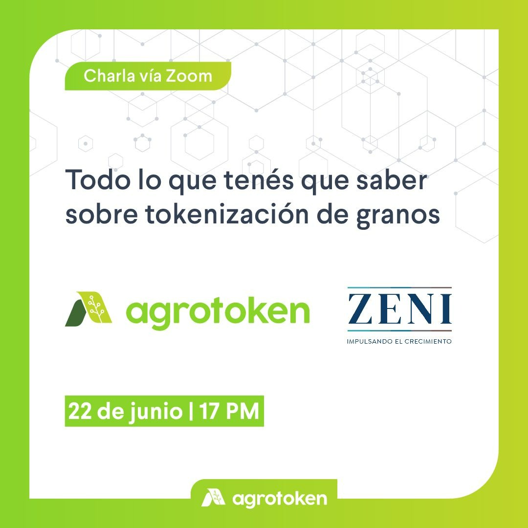 ZENIcorretaje's tweet photo. 📌El próximo miércoles 22/6 a las 17 hs te invitamos a una charla online en la que vas a conocer todo sobre la Tokenización de granos, desde uso hasta beneficios de los Criptogranos
#agrotoken #tokenizacion #zoom #criptogranos #soya #whea #cora #defi #zeni
#blockchain https://t.co/UZzxIUpgHs