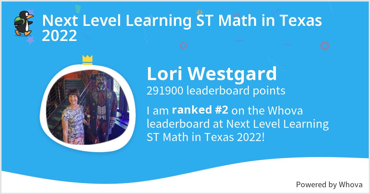 MrsWestgard4's tweet photo. Woohoo! I ranked #2 on the Whova leaderboard at Next Level Learning ST Math in Texas 2022! I am receiving a JiJi swag bag. #STMathTX #NextLevelLearning ⁦@KleinISD⁩ ⁦@KleinISDMath⁩ ⁦@MetzlerKISD⁩ ⁦@BooneDanis⁩ ⁦@JeannetteTrev20⁩ https://t.co/pvXVGEJUoW