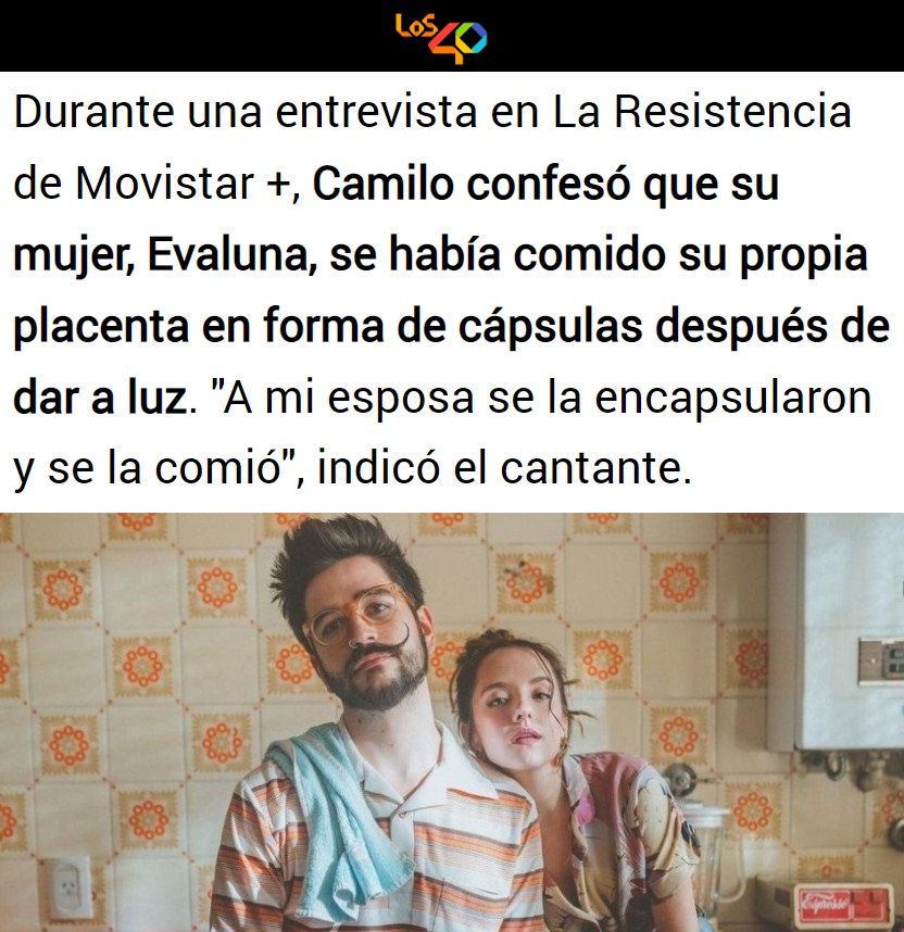 porquetendencia's tweet image. &quot;Camilo&quot;:
Porque contó que Evaluna se comió la placenta tras el nacimiento de su hija