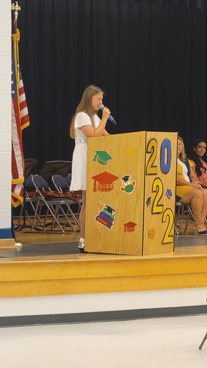 VBHermitageLMC's tweet photo. Hermitage ES's 5th graders, teachers, and admin were excited and proud at today's promotion ceremony. Hermitage Alumna,  Miss Ellen Tarjan, who will graduate this evening from Princess Anne HS, served as our guest speaker. @HESVBVikings #HESBetterTogether @vbsch @EllenTarjan https://t.co/6gd2xFpf3b