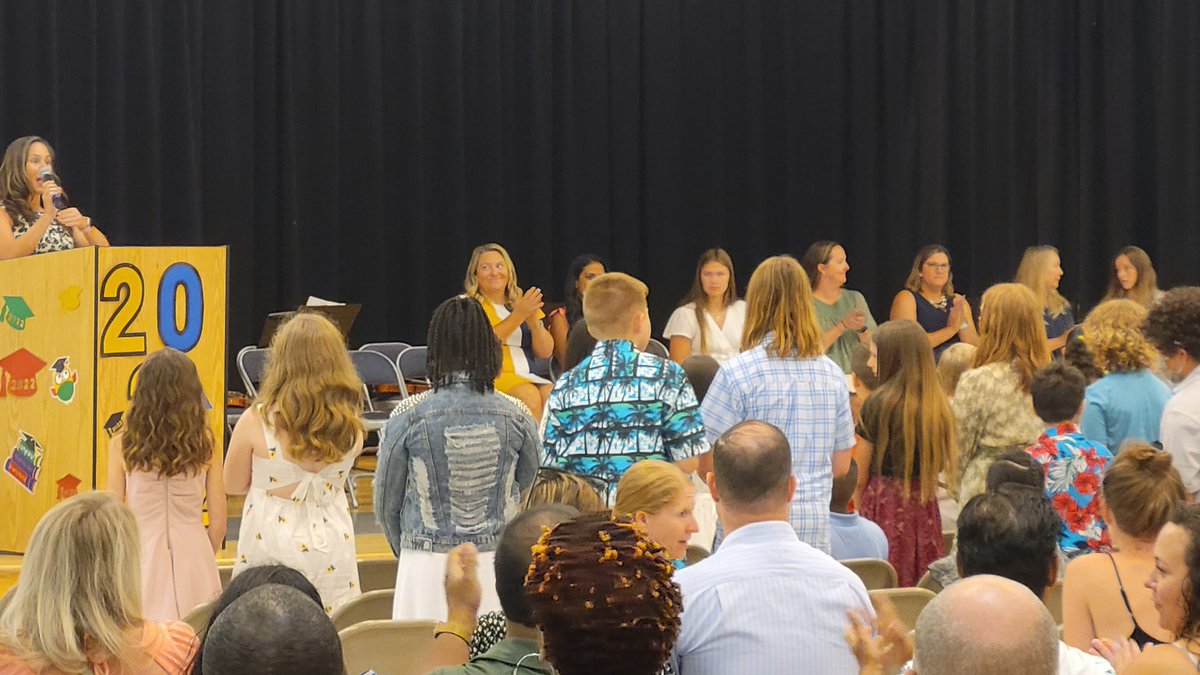 VBHermitageLMC's tweet photo. Hermitage ES's 5th graders, teachers, and admin were excited and proud at today's promotion ceremony. Hermitage Alumna,  Miss Ellen Tarjan, who will graduate this evening from Princess Anne HS, served as our guest speaker. @HESVBVikings #HESBetterTogether @vbsch @EllenTarjan https://t.co/6gd2xFpf3b