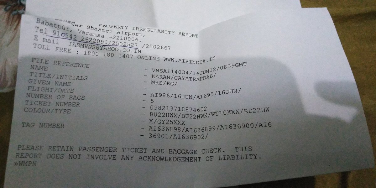 1982Gayatri's tweet photo. @airindiain @JM_Scindia please help me retrieve my luggage. My daughter's  text books and notebooks are there. She has exams. Kindly help at the earliest. https://t.co/YldmOjhtiC