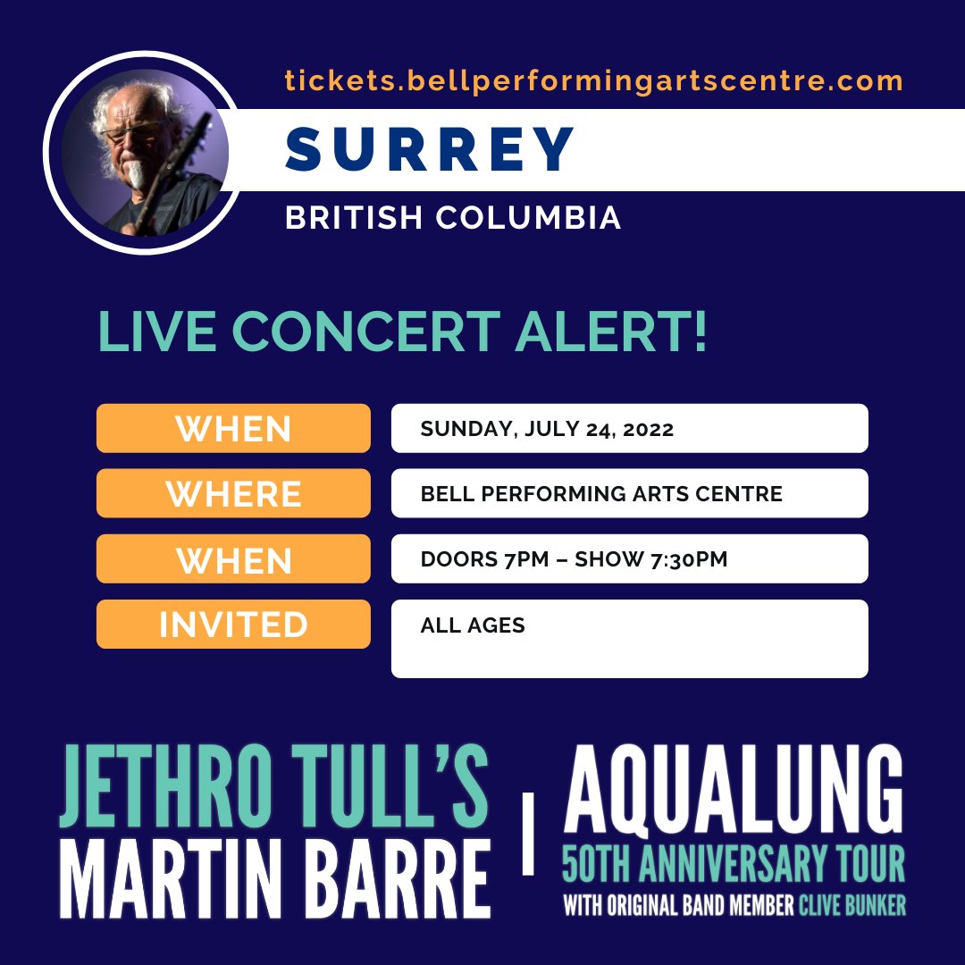 Concert alert! <a href="/TullGuitarist/">Martin Barre</a> is at #BellPerformingArtsCentre in <a href="/CityofSurrey/">City of Surrey</a> July 24!

Tickets here! bit.ly/3Kjqneu

<a href="/CityofVancouver/">City of Vancouver</a>  <a href="/TriCityNews/">Tri-City News</a> <a href="/vanhappenings/">Vancouver Happenings</a> @VanNSTourism #NorthVan
<a href="/vancouver_buzz/">Vancouver Buzz</a> <a href="/VanCourierNews/">Vancouver Courier</a> <a href="/vma145/">Vancouver Musicians'</a> 
<a href="/LiveMusicinVan1/">Live Music In Vancouver</a>  <a href="/musicvancouver/">Music Vancouver</a> #yvr