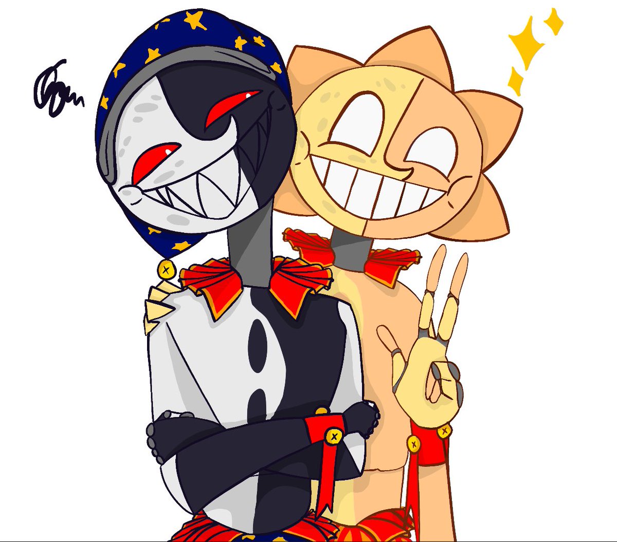 Silverwind_SC's tweet photo. I was bored so I drew a bit of Sun and Moon #fnaffanart #fnafsecuritybreach https://t.co/FQt3HTbF8n