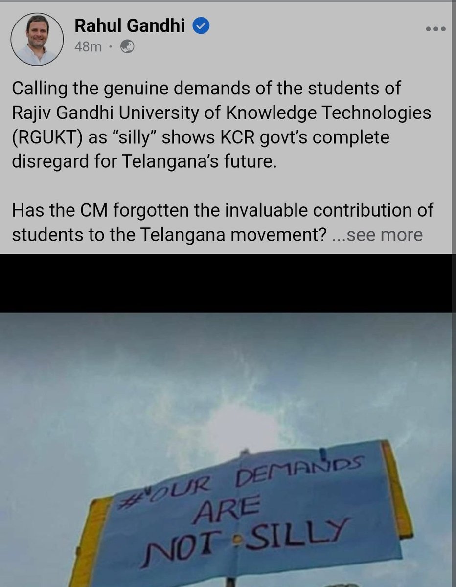 sgc_rguktb's tweet photo. Thanks for the support @RahulGandhi sir. We are very much obliged that you took time to look into our issue. 

#VisitRGUKT
#ConsiderRGUKT
#IIITBasar
#RGUKTBasar

#WeStandForRGUKT
#CMVisitUs
#KCRVisitRGUKT

@KTRTRS @KTRoffice @DrTamilisaiGuv @TelanganaCMO @trsharish @TelanganaGuv https://t.co/hhNEfqSebv