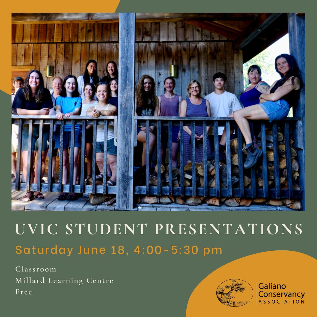 This is the 10th <a href="/uvic/">UniversityOfVictoria</a> restoration field course in partnership with the <a href="/ConserveGaliano/">Galiano Conservancy</a>.
Please come learn about innovative #projects the students are working on to advance #restoration and #stewardship on #GalianoIsland.