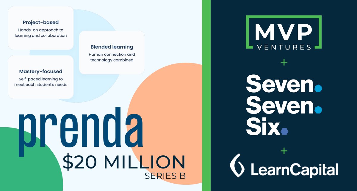 Excited to be investing in the future of education alongside <a href="/sevensevensix/">Seven Seven Six 7️⃣7️⃣6️⃣</a> &amp; <a href="/LearnCap/">Learn Capital</a>. Huge congrats to the <a href="/prendalearn/">Prenda Microschools</a> team on their $20M Series B!