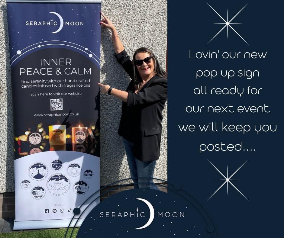 We love our new pop up sign and looking forward to our next event #peace #luxurygift #loveyourcandle