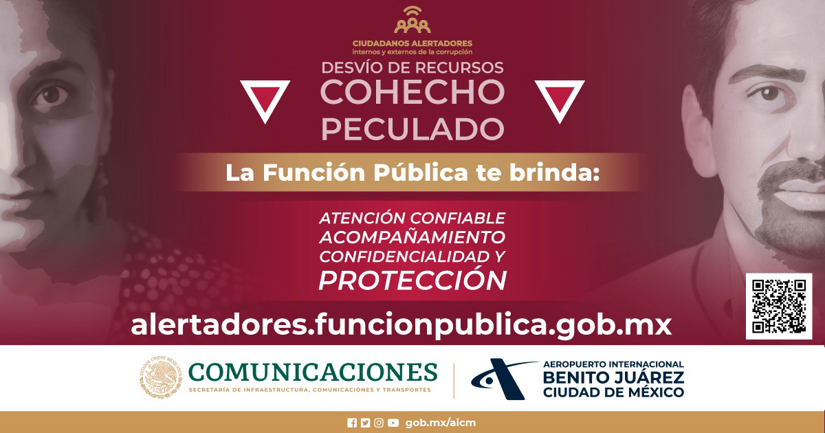 AICM_mx's tweet photo. Ciudadanos Alertadores es la plataforma diseñada para alertar sobre posibles actos de corrupción. Tu participación es clave para combatirla. https://t.co/addkvQsv7d #AICM https://t.co/baNGVMlvOQ