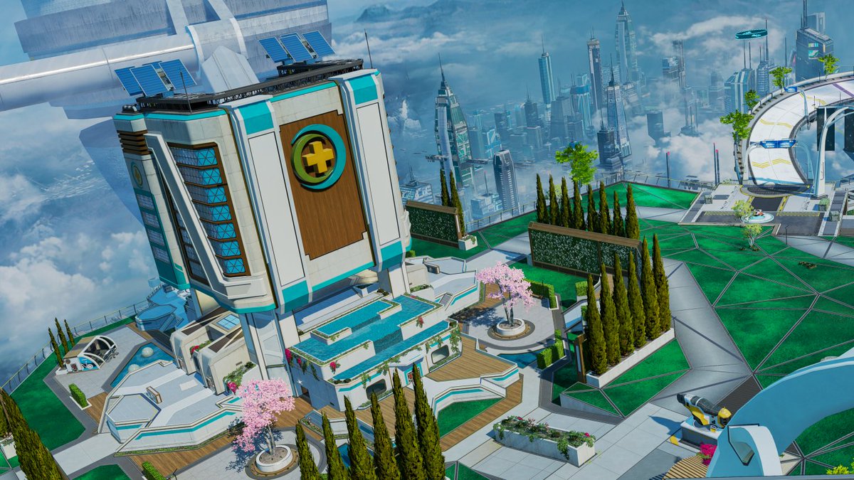 Nuevo lugar en Olympus. 🏥
Un nuevo lugar donde curarse y relajarse. Este nuevo edificio de vanguardia está situado entre los jardines y las torres de cultivo.

#ApexLegends