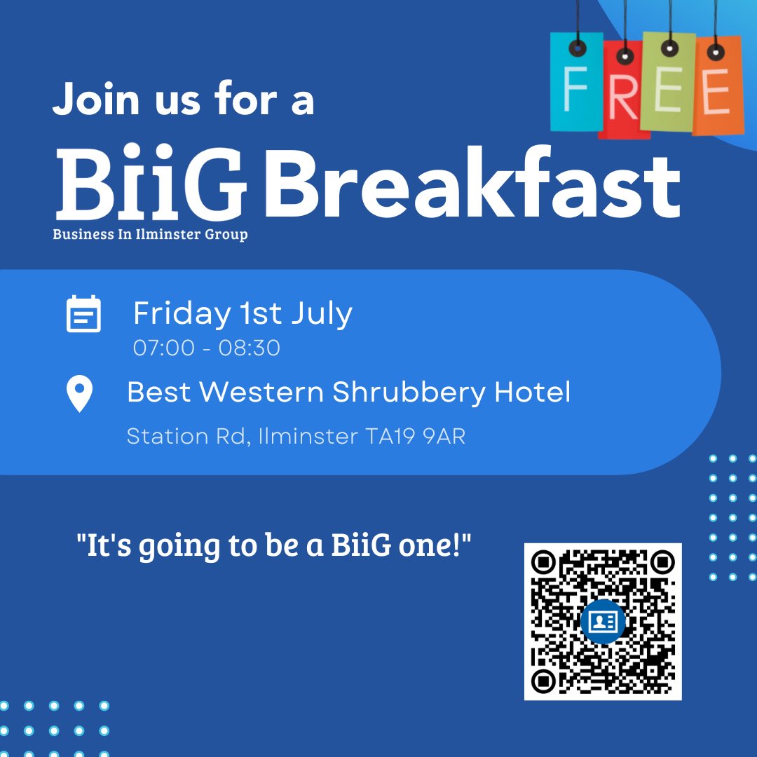 Join us on Friday 1st July for a BiiG Breakfast!

Ever wanted to know what happens at Ilminsters premier networking event? We are having a visitors day! 

Everyone is welcome! Visitors attend for free. Please book via Eventbrite 👊🏼

eventbrite.co.uk/e/ilminster-bi…