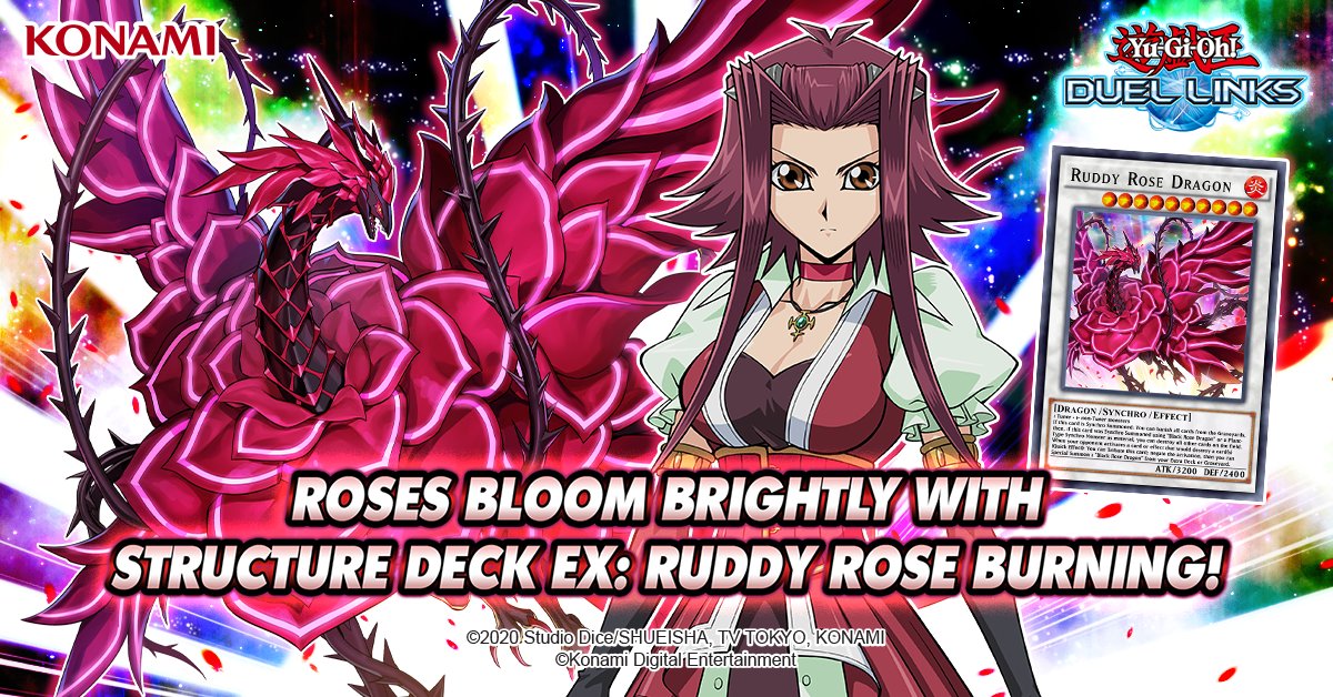 Blossom with power! Get the all-new Structure Deck EX: Ruddy Rose Burning in #YuGiOhDUELLINKS today! Blossom with power! Get the all-new Structure Deck EX: Ruddy Rose Burning in #YuGiOhDUELLINKS today!