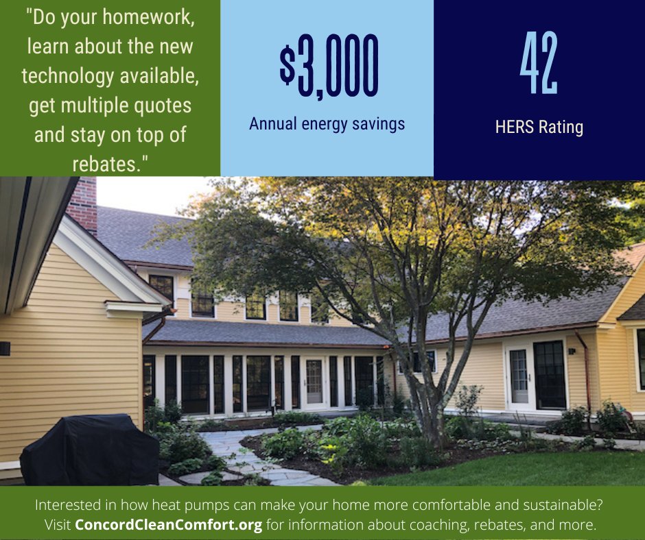 Still not sold on heat pumps? Don't take our word for it, check out the stories of Concord residents who are thrilled that they made the switch and see real results in comfort and savings. concordma.gov/2776/Heat-Pump… #SustainableConcord #CoolerConcord