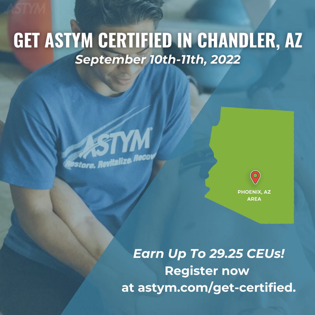 astym's tweet photo. There are still spots open! 🙌 Get #Astym certified in Chandler, AZ and earn up to 29.25 CEUs in ONE weekend! Visit https://t.co/rj9HNjG7RH to learn more.
#pt #physicaltherapy #rehabilitation https://t.co/48z0UrcJY6