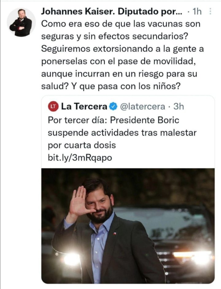 Clabuscon_6's tweet photo. Ojalá la kakuna, haga el milagro, el Merluzo, supuestamente, con molestias,, con la 4ta dosis. https://t.co/s9IY7xOGG8