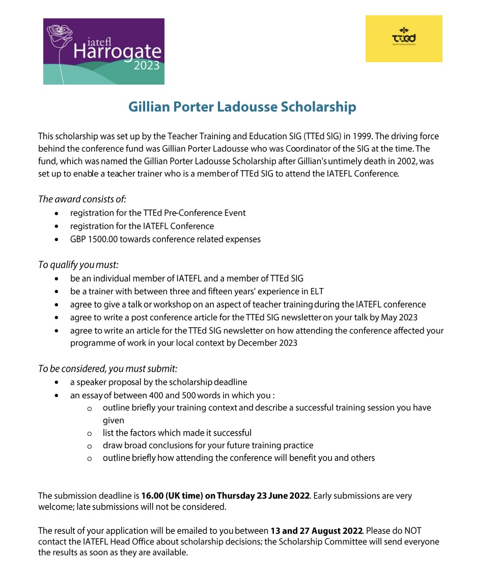 We are looking forward to receiving your proposals. More information @ iatefl.org/get-involved/s…
Good luck!🍀