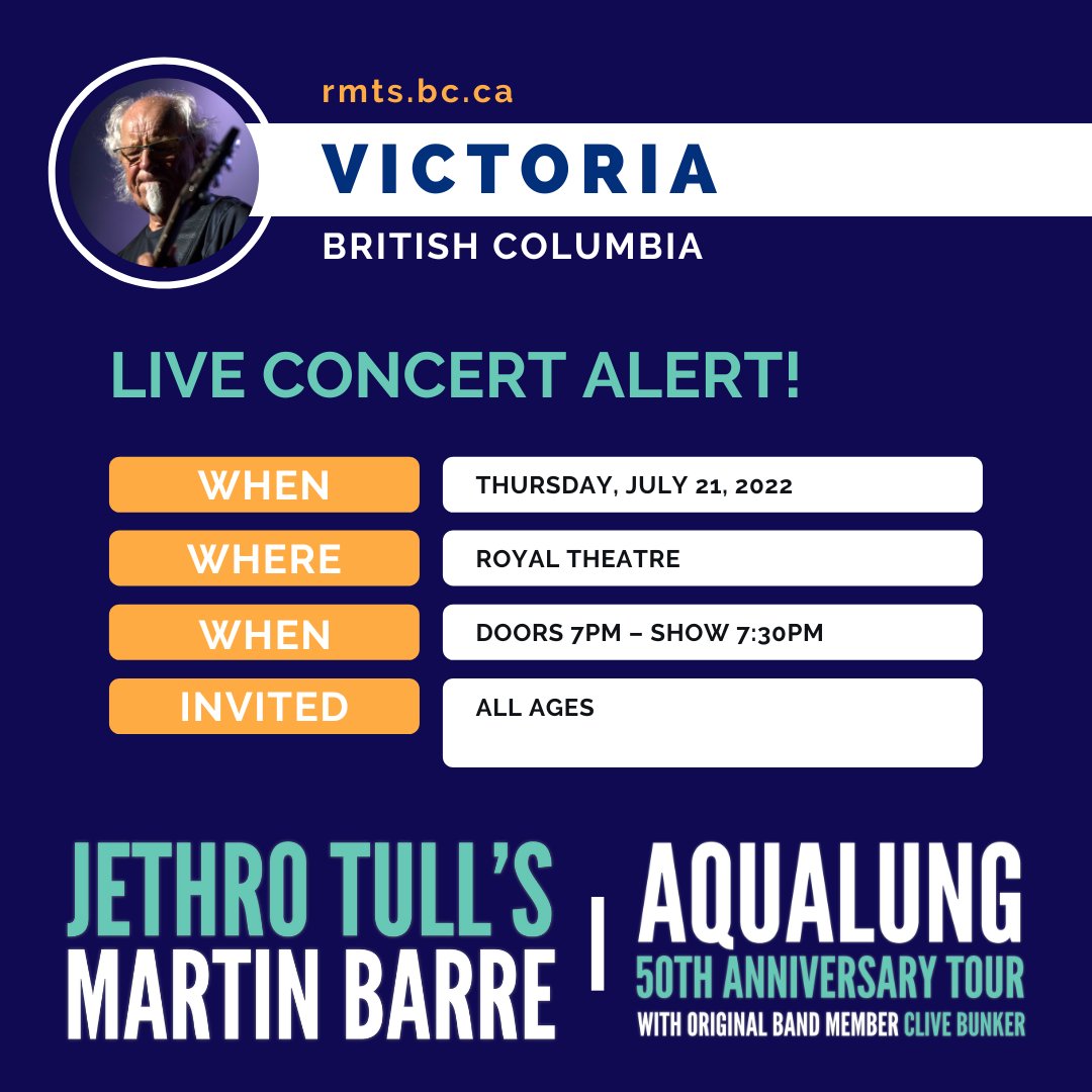 Concert alert! <a href="/TullGuitarist/">Martin Barre</a> is at <a href="/RMTS_Victoria/">Royal Theatre & McPherson Playhouse</a> in <a href="/CityOfVictoria/">City of Victoria</a> Jul 21!

Tickets here! bit.ly/3KXZzBv 

<a href="/MondayMag/">Monday Magazine</a> <a href="/cfax1070/">CFAX 1070 Victoria</a> <a href="/timescolonist/">Times Colonist</a> <a href="/TheQdotFM/">100.3 The Q!</a> <a href="/TVicTweeters/">Destination Greater Victoria Membership</a> <a href="/ShawTV_SVI/">ShawTV S.Van Island</a> <a href="/CHEK_News/">CHEK News</a> <a href="/CTVNewsVI/">CTV News Vancouver Island</a> <a href="/harbourliving/">HarbourLiving.ca</a> <a href="/VictoriaNews/">Victoria News</a> <a href="/TheZone913/">The Zone @ 91-3</a>  <a href="/playinvictoria/">Vancouver Island</a>