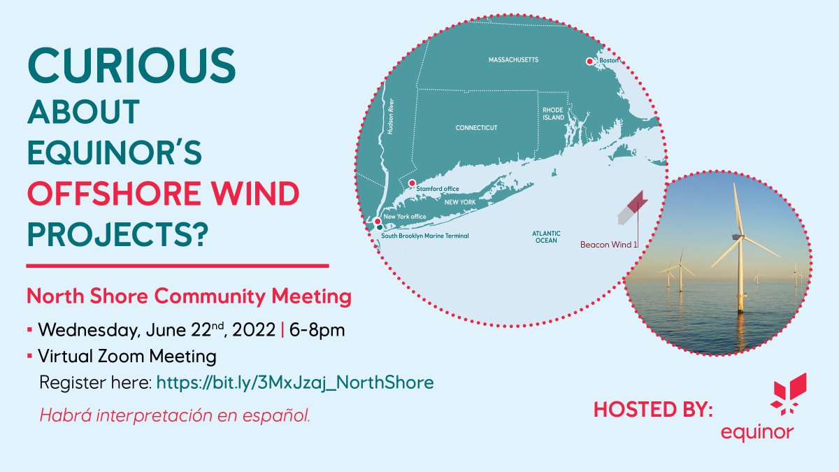 MolloySI's tweet photo. Upcoming virtual meeting on Beacon Wind 1 project! June 22, 6 – 8PM. Meeting will focus on the Beacon Wind 1 offshore wind project projected to provide reliable, renewable power to more than a 1M homes.

Register
https://t.co/BdqtGx26GI... https://t.co/o5XQP3PUHD