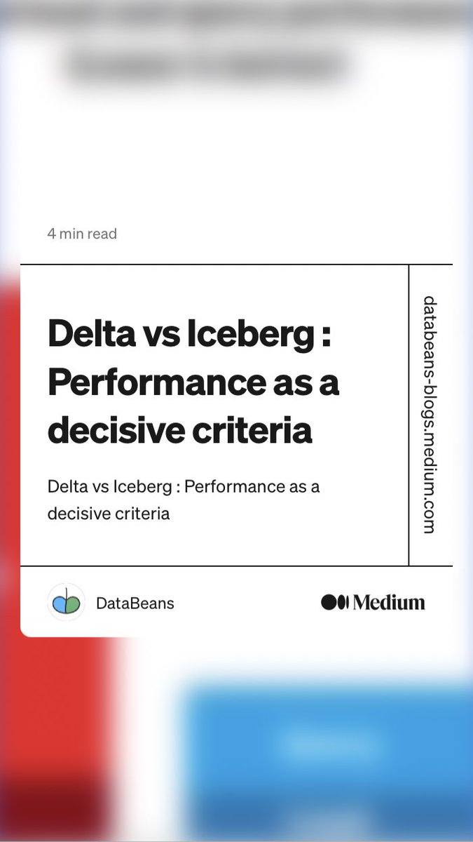 nicomaillard's tweet photo. “Delta vs Iceberg : Performance as a decisive criteria” by DataBeans
https://t.co/YvXy9R6Hwd https://t.co/5be9z2XWld