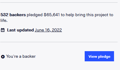 DiceKraken's tweet photo. Their Kickstarter funded successfully. I didn't check it this AM but I know they weren't at their goal at 6AM PDT. I ran thenumbers and it looks like ~3400 was in the "pledge without a reward" tier.

Left hand number is the total = pledges * pledge cost. 

Also, here for the lols https://t.co/cRqvaoKFV1
