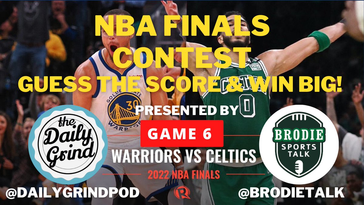 dailygrindpod's tweet photo. 🚨NBA FINALS GAME 6🚨 #GIVEAWAY CORRECT SCORE WINS $50 AMAZON GIFTCARD!
HOW TO ENTER: 
🏀FOLLOW 
@dailygrindpod
@brodietalk
🏀LIKE &amp; RT THIS TWEET
🏀COMMENT BELOW THE CORRECT GAME 6 SCORE BEFORE TIP-OFF
🕐ENDS JUNE 16th 9PM EST | WINNER ANNOUNCED POST GAME
#NBAFinals #NBATwitter https://t.co/N1PoxcUgQV